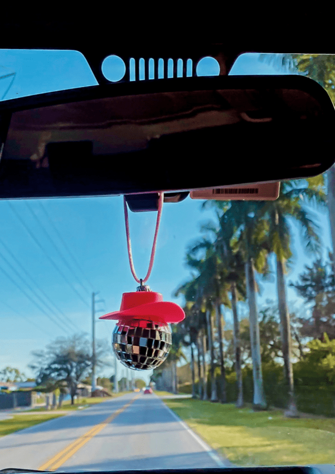 Pink Cowgirl Hat Disco Ball Car Hanging Rear View Mirror Accessory l Cowboy Disco Ball and Pink Hat l Trendy Car Accessories l Car Decor Aesthetic Nursing Journals 