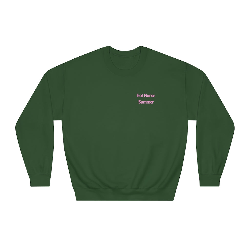 Hot Nurse Summer Crewneck Sweatshirt Sweatshirt Printify Forest Green L 