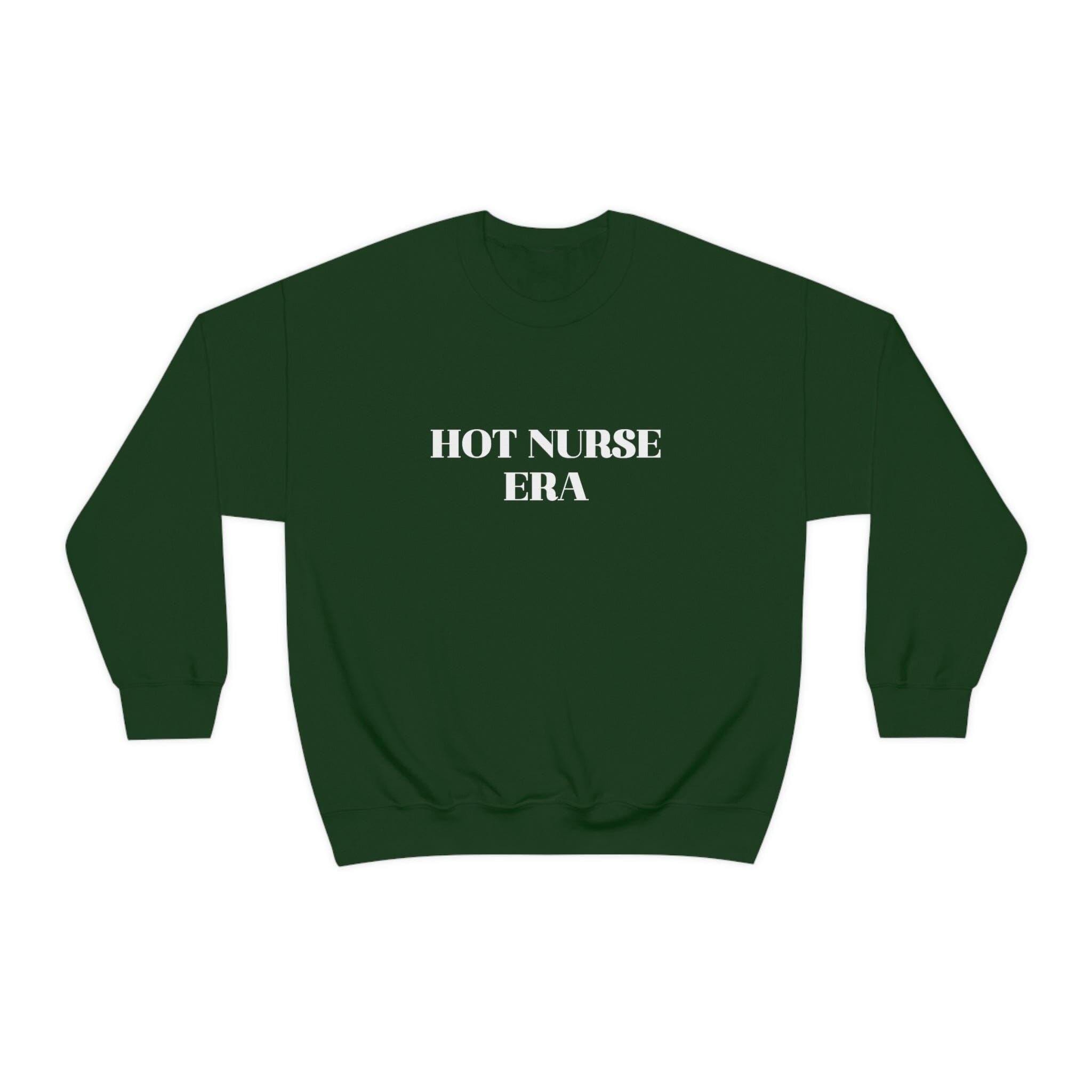 Hot Nurse Era Unisex Crewneck Sweatshirt Sweatshirt Printify S Forest Green 