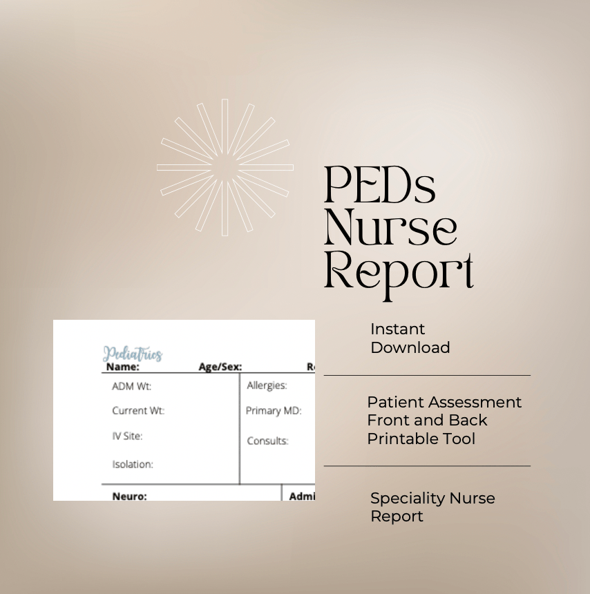 Digital Download PED's Nurse Report Template Digital Artwork Aesthetic Nursing Journals 