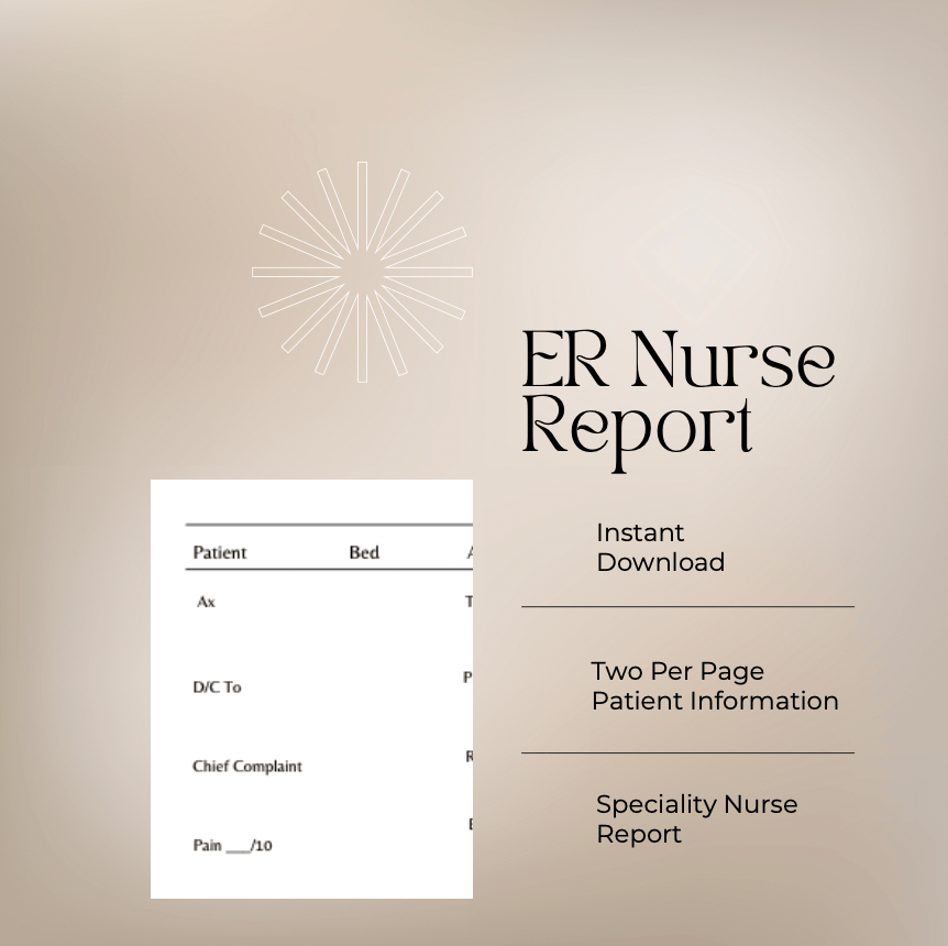 Digital Download ER Nurse Report Template Digital Artwork Aesthetic Nursing Journals 